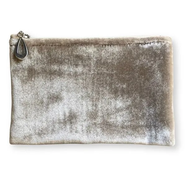 Evie Small Champagne Silk Velvet Zipper Pouch 5.2  by 3..5 Inches J. Schrecker Jewelry Hopkinsville, KY