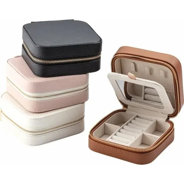 Champagne Ivory Leatherette Jewelry Case with Mirror Image 4 J. Schrecker Jewelry Hopkinsville, KY