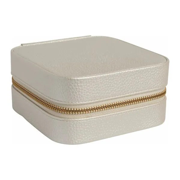 Champagne Ivory Leatherette Jewelry Case with Mirror J. Schrecker Jewelry Hopkinsville, KY