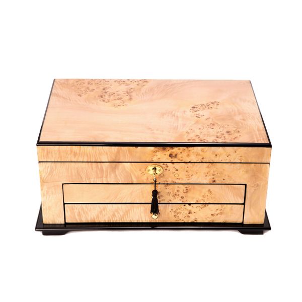 Birdseye Maple Locking Jewelry Box with Beige Interior J. Schrecker Jewelry Hopkinsville, KY