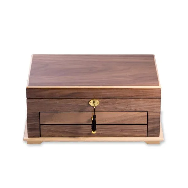 Walnut Locking Jewelry Box with Beige Interior J. Schrecker Jewelry Hopkinsville, KY