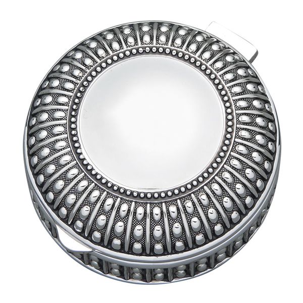 Small Silver Plated Round Box with Bead Design J. Schrecker Jewelry Hopkinsville, KY