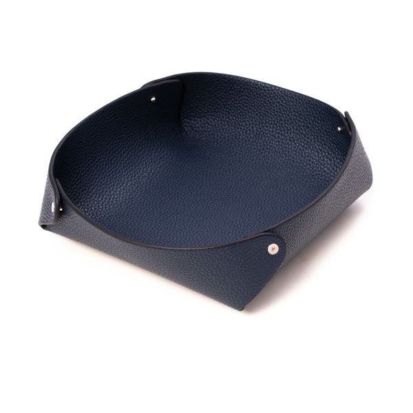 Navy Blue Grain Textured Leather Catch-All Valet Tray Image 2 J. Schrecker Jewelry Hopkinsville, KY
