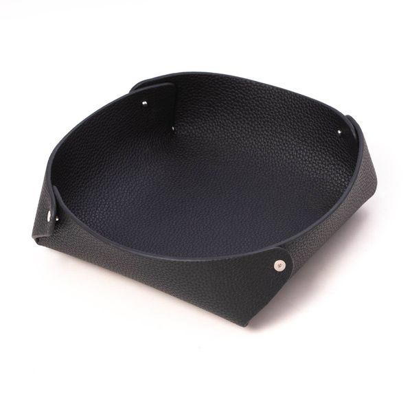 Black Grain Textured Leather Catch-All Valet Tray Image 2 J. Schrecker Jewelry Hopkinsville, KY