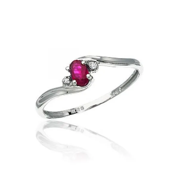 White Gold July Birthstone Oval Ruby and Diamond Ring J. Schrecker Jewelry Hopkinsville, KY