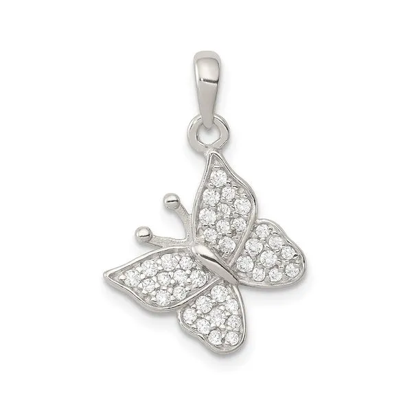 Sterling Silver Butterfly Charm Pendant with White CZ J. Schrecker Jewelry Hopkinsville, KY