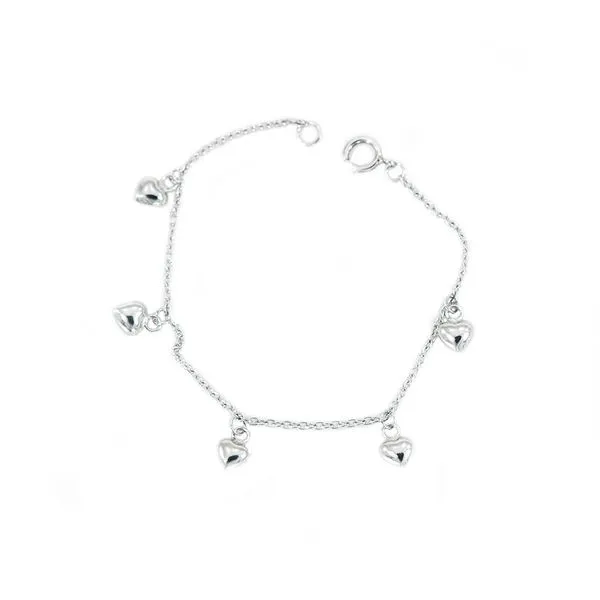 Sterling Silver Child's Puffed Heart Charm Bracelet Image 2 J. Schrecker Jewelry Hopkinsville, KY