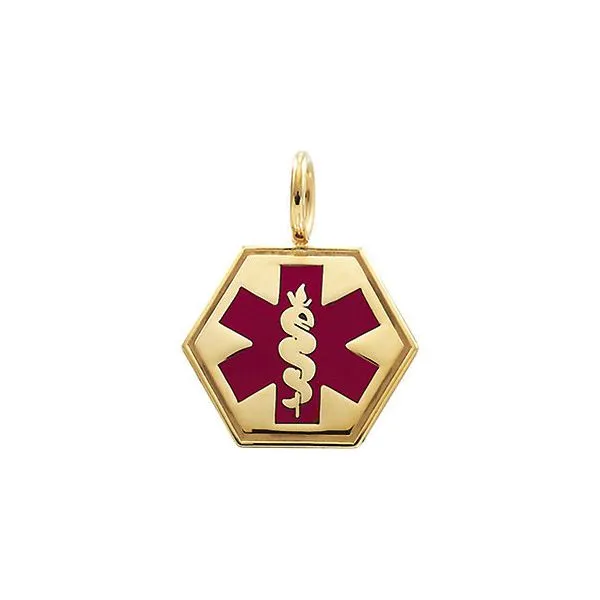 Yellow Gold Medical Charm with Red Enamel Detail J. Schrecker Jewelry Hopkinsville, KY