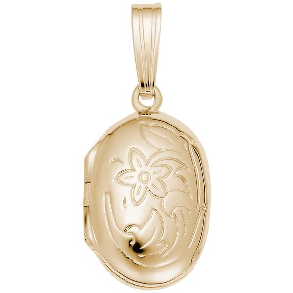 Gold Plated Sterling Silver Oval Locket with Engraved Floral Design J. Schrecker Jewelry Hopkinsville, KY