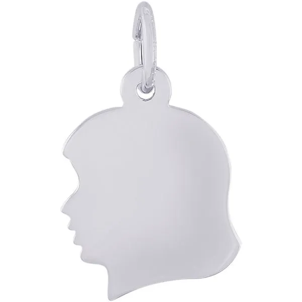 Sterling Silver Engravable Polished Girl Head Charm J. Schrecker Jewelry Hopkinsville, KY