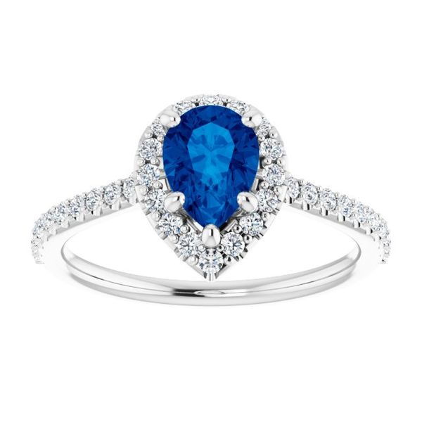 Montana Sapphire Diamond Halo Ring J. Thomas Jewelers Rochester Hills, MI