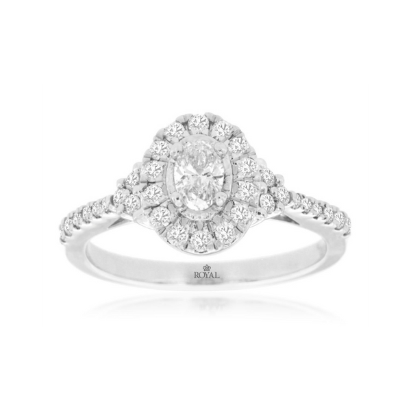 0.61Tw Oval Diamond Halo Ring J. Thomas Jewelers Rochester Hills, MI