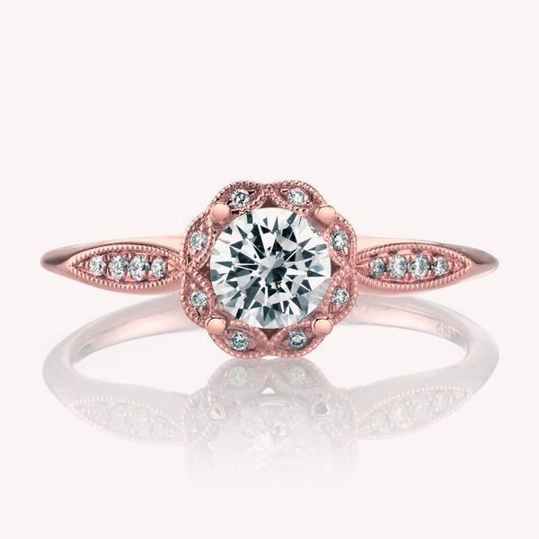 14K Rose Gold Floral Diamond Ring J. Thomas Jewelers Rochester Hills, MI