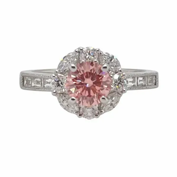 Pink Diamond Halo Engagement Ring J. Thomas Jewelers Rochester Hills, MI