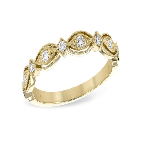 Milgrain Diamond Band 14 Karat Yellow Gold J. Thomas Jewelers Rochester Hills, MI