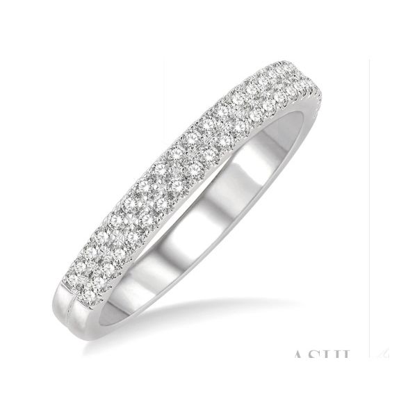 14 Karat White Gold Double Row Diamond Band J. Thomas Jewelers Rochester Hills, MI