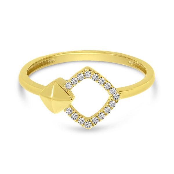 14K Yellow Gold Diamond Open Square Ring J. Thomas Jewelers Rochester Hills, MI