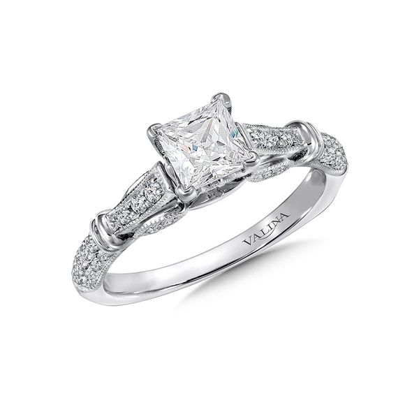 Valina Vintage Diamond Engagement Ring in 14K White Gold J. Thomas Jewelers Rochester Hills, MI