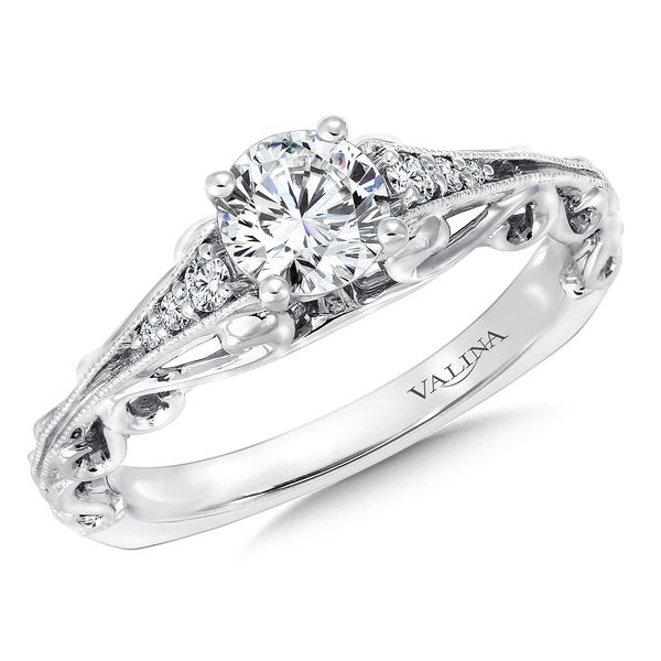 Valina Open Scroll Design Engagement Ring J. Thomas Jewelers Rochester Hills, MI
