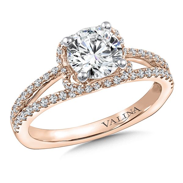 Valina Diamond Engagement Ring Mounting in 14K Rose Gold J. Thomas Jewelers Rochester Hills, MI