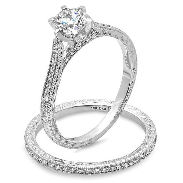 Modern Milgrain Pave' Set Engagement Ring J. Thomas Jewelers Rochester Hills, MI