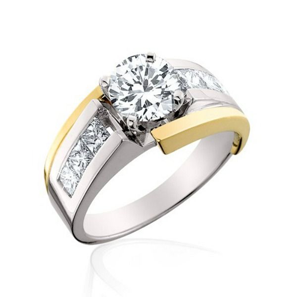 Channel Set White And Yellow Gold Diamond Ring Made In Mi J