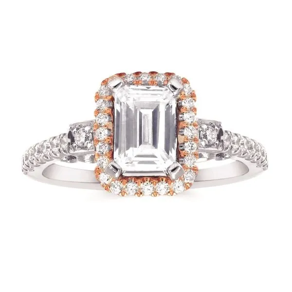 Emerald Rose Gold Halo Ring J. Thomas Jewelers Rochester Hills, MI