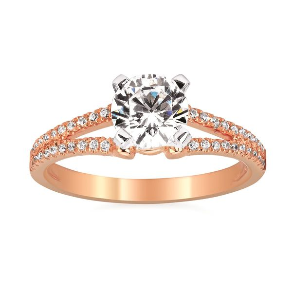 Rose Gold Split Shank Diamond Ring J. Thomas Jewelers Rochester Hills, MI