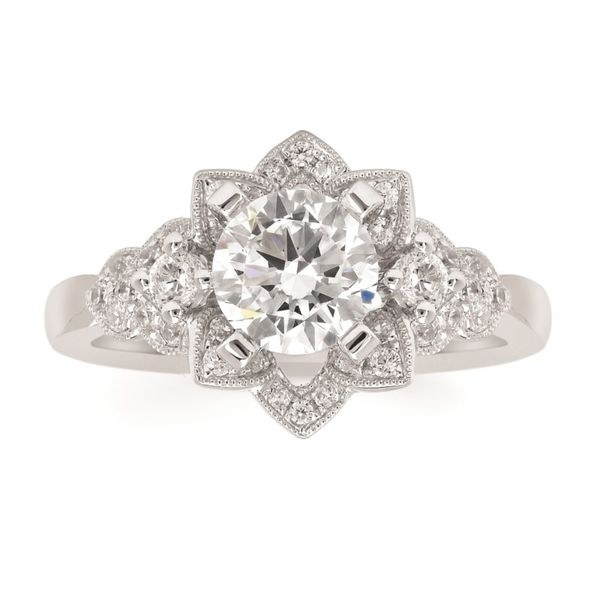 Forever Elegant Contemporary DIamond Halo Ring J. Thomas Jewelers Rochester Hills, MI