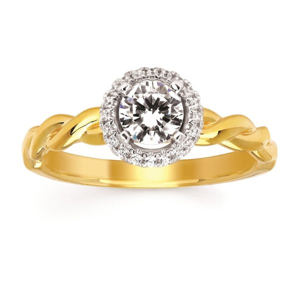Yellow And White Gold Halo Ring J. Thomas Jewelers Rochester Hills, MI