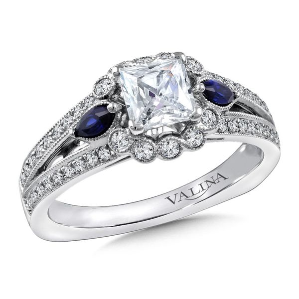 Milgrain Diamond And Blue Sapphire Ring J. Thomas Jewelers Rochester Hills, MI