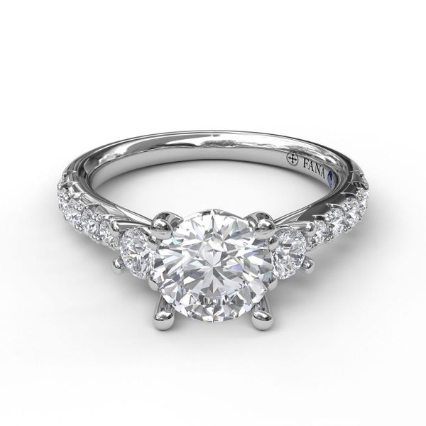 Pave Three Stone Diamond Ring Image 2 J. Thomas Jewelers Rochester Hills, MI
