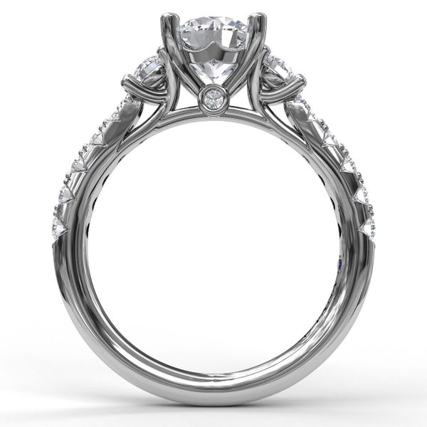 Pave Three Stone Diamond Ring Image 3 J. Thomas Jewelers Rochester Hills, MI