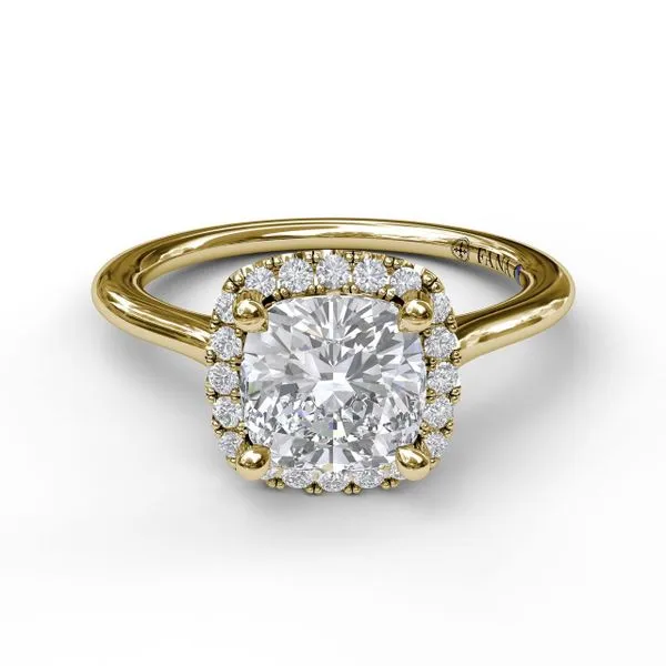 Yellow Gold Cushion Halo Image 2 J. Thomas Jewelers Rochester Hills, MI
