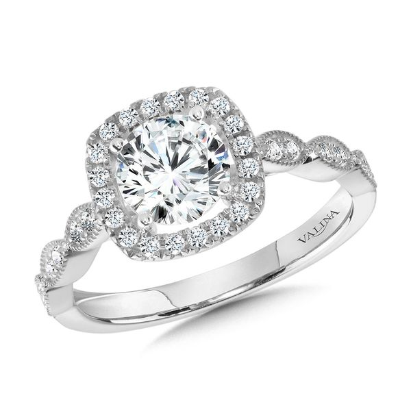 Milgrain Cushion Halo Diamond Ring J. Thomas Jewelers Rochester Hills, MI
