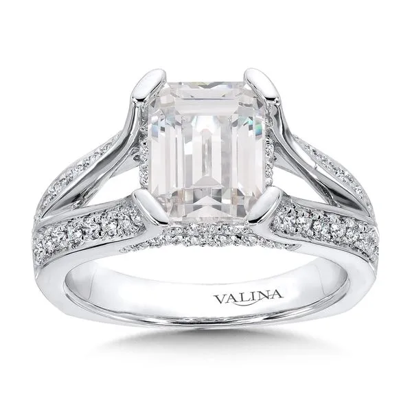 Cathedral Split Shank Emerald Diamond Ring J. Thomas Jewelers Rochester Hills, MI