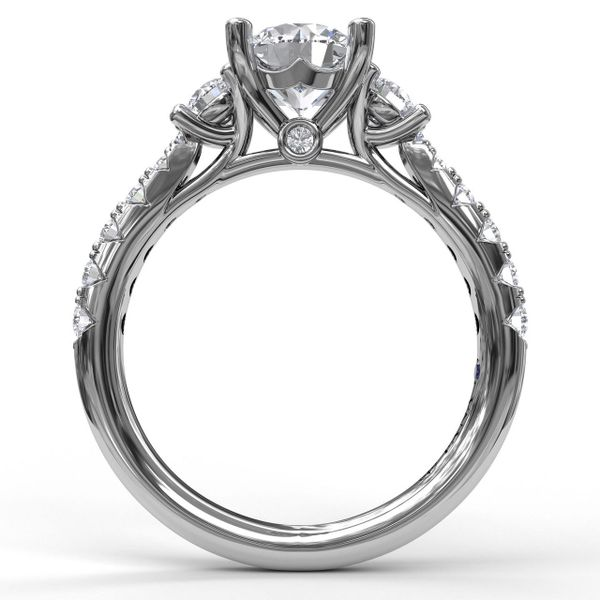 Classic Three Stone  Pave Engagement Ring Image 3 J. Thomas Jewelers Rochester Hills, MI