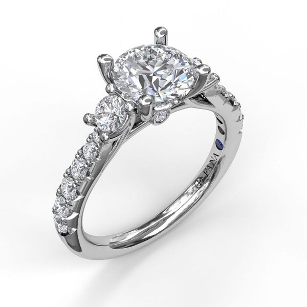 Classic Three Stone  Pave Engagement Ring J. Thomas Jewelers Rochester Hills, MI