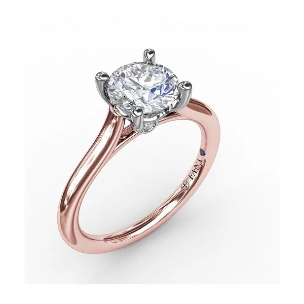 Rose and White Gold Cathedral Solitaire J. Thomas Jewelers Rochester Hills, MI