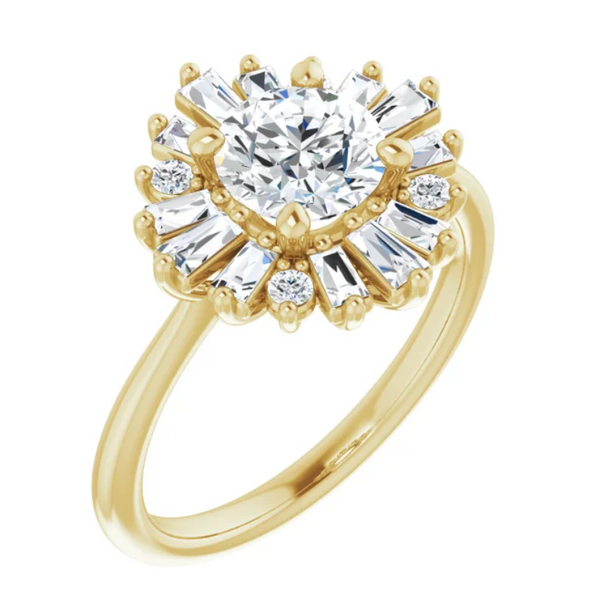 Round And Tapered Baguette Halo Ring J. Thomas Jewelers Rochester Hills, MI