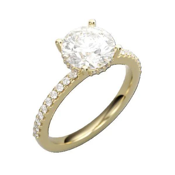 14 Karat Yellow Gold Diamond Semi Engagement Ring Faux Model J. Thomas Jewelers Rochester Hills, MI