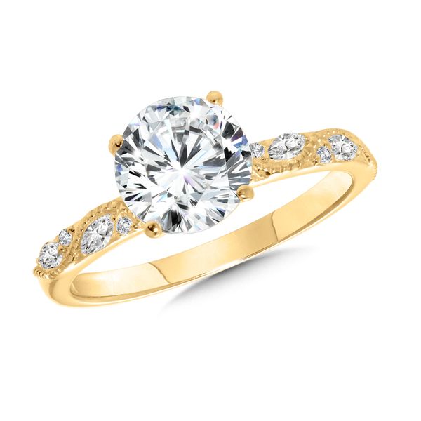 14 Karat Yellow Gold Valina Diamond Engagement Semi Mount Ring J. Thomas Jewelers Rochester Hills, MI