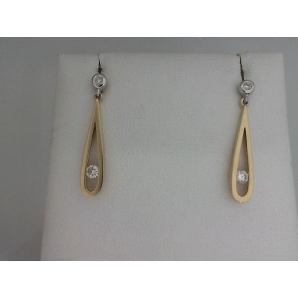 Yellow And White Gold Teardrop Diamond Earrings J. Thomas Jewelers Rochester Hills, MI