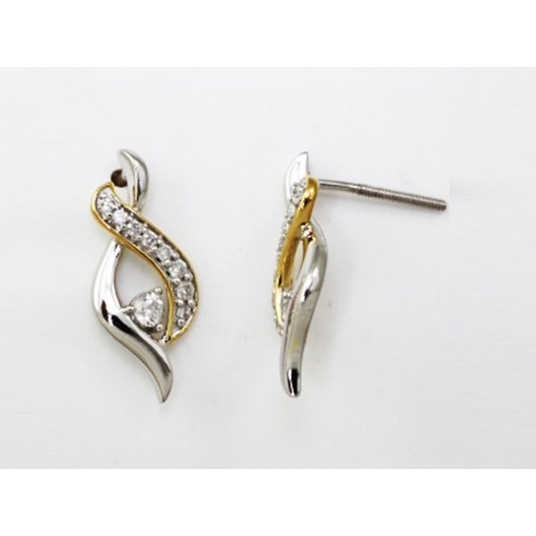 Bi-Color Gold Diamond Earrings J. Thomas Jewelers Rochester Hills, MI