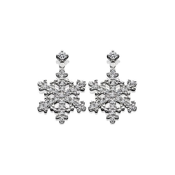 18 Karat White Gold Snowflake Earrings J. Thomas Jewelers Rochester Hills, MI