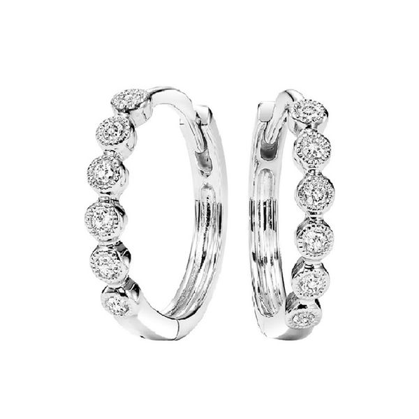 Diamond Bubble Milgrain Hoop Earrings J. Thomas Jewelers Rochester Hills, MI