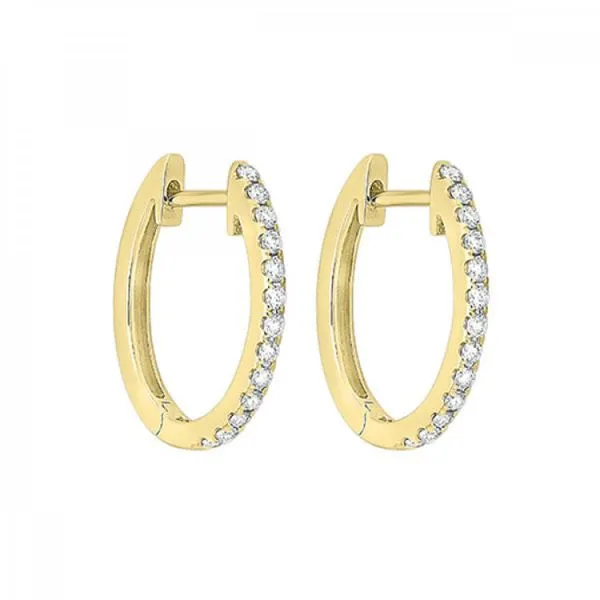 14 Karat Yellow Gold And Diamond Hinged Hoop Earrings J. Thomas Jewelers Rochester Hills, MI