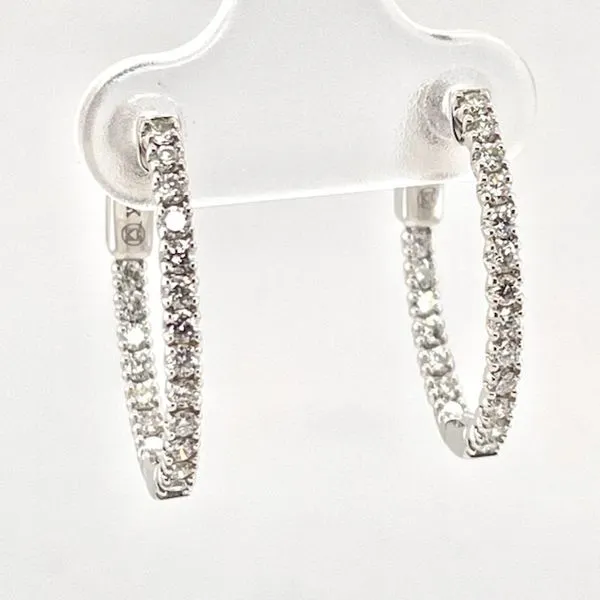 14K White Gold Diamond Hoop Earrings J. Thomas Jewelers Rochester Hills, MI