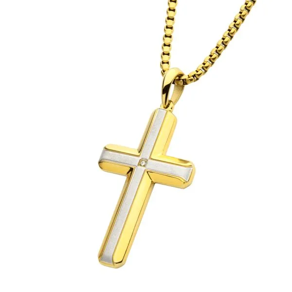 Brushed Tu-Tone Cross Image 2 J. Thomas Jewelers Rochester Hills, MI