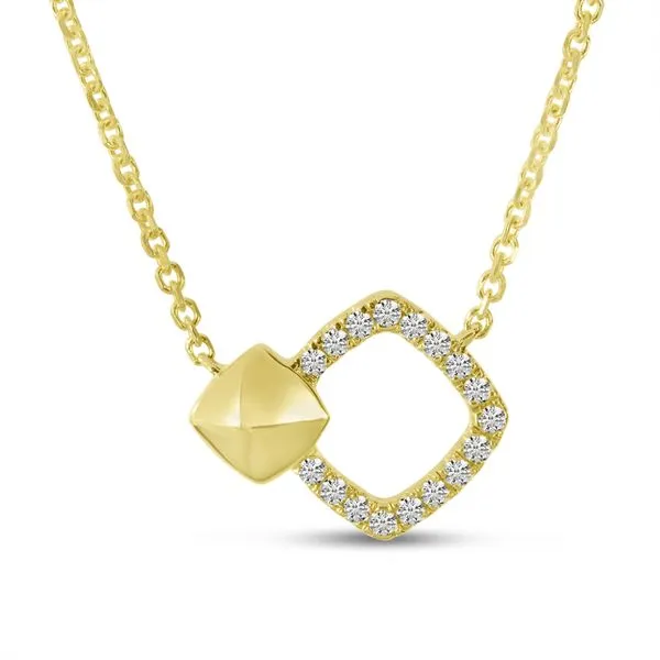 Yellow Gold Diamond Open Square Necklace J. Thomas Jewelers Rochester Hills, MI